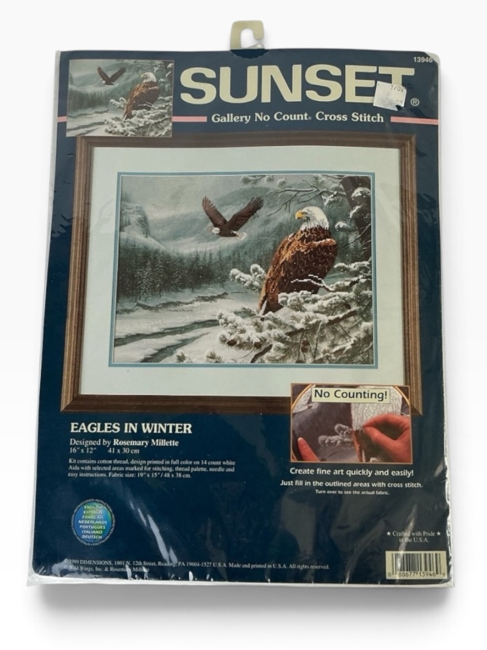 Sunset Gallery No Count Cross Stitch Eagles Print Vintage New In Package
